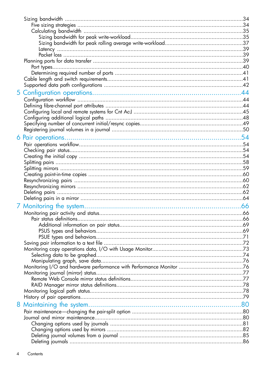 5 configuration operations, 6 pair operations, 7 monitoring the system | 8 maintaining the system | HP XP P9500 Storage User Manual | Page 4 / 192