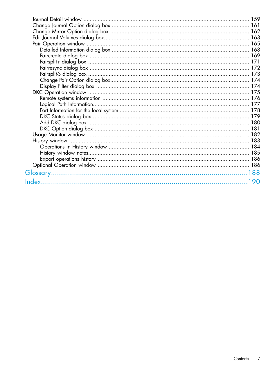 Glossary index | HP XP P9500 Storage User Manual | Page 7 / 192