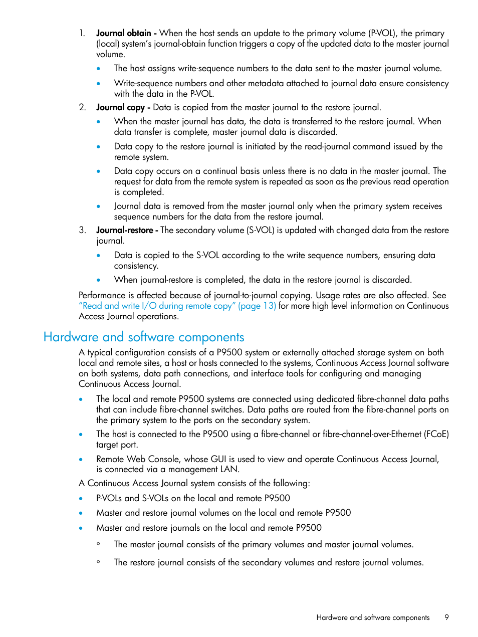 Hardware and software components | HP XP P9500 Storage User Manual | Page 9 / 192