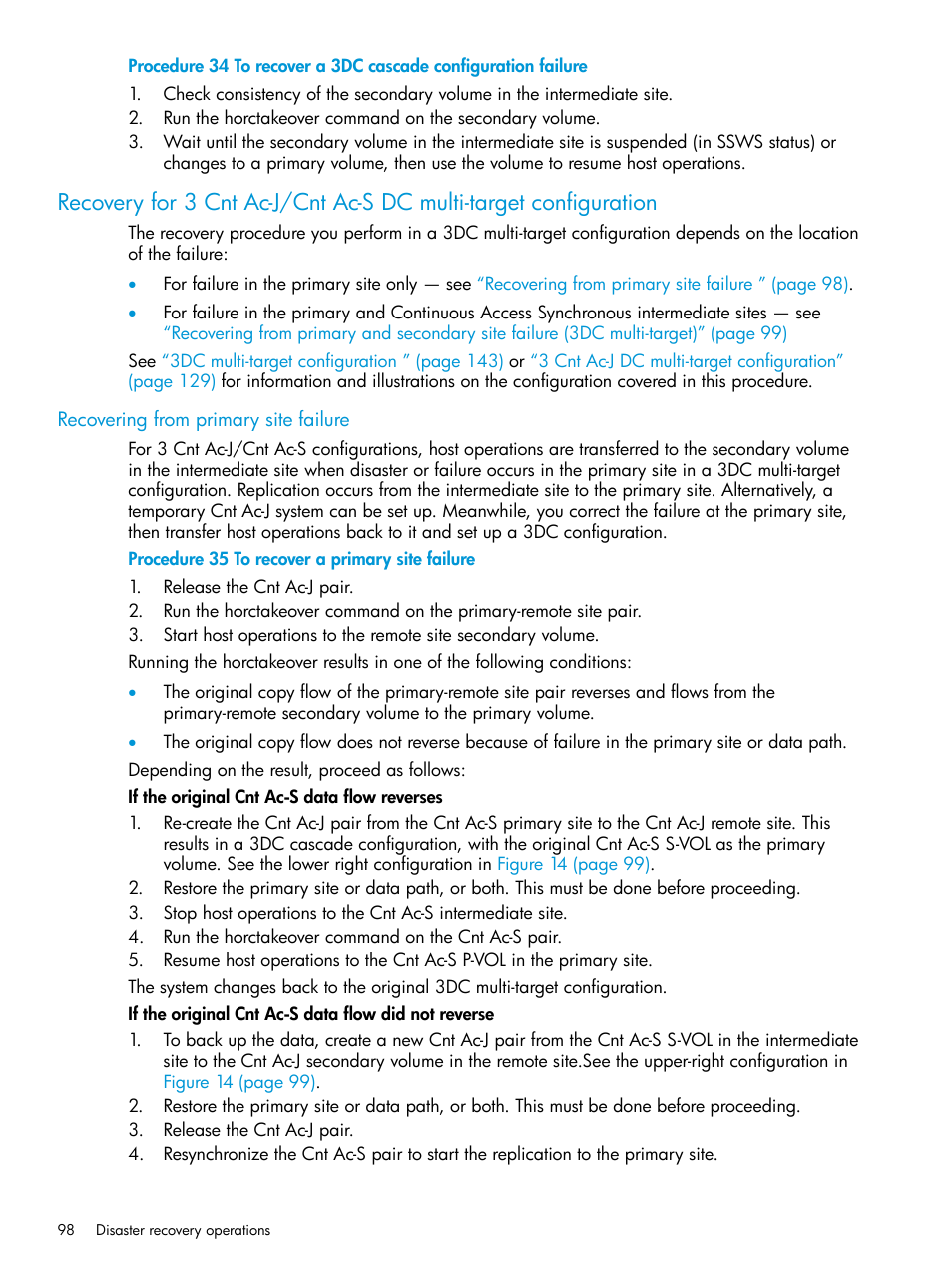 Recovering from primary site failure | HP XP P9500 Storage User Manual | Page 98 / 192