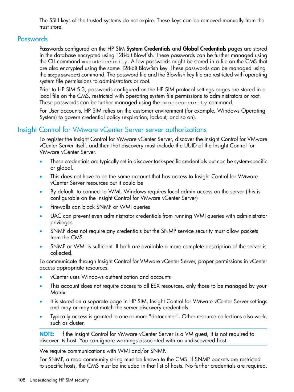 Passwords | HP Systems Insight Manager User Manual | Page 108 / 259