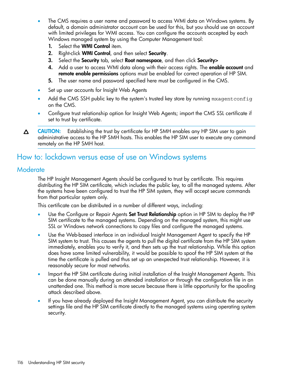 Moderate | HP Systems Insight Manager User Manual | Page 116 / 259