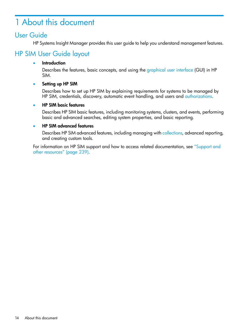 1 about this document, User guide, Hp sim user guide layout | User guide hp sim user guide layout | HP Systems Insight Manager User Manual | Page 14 / 259