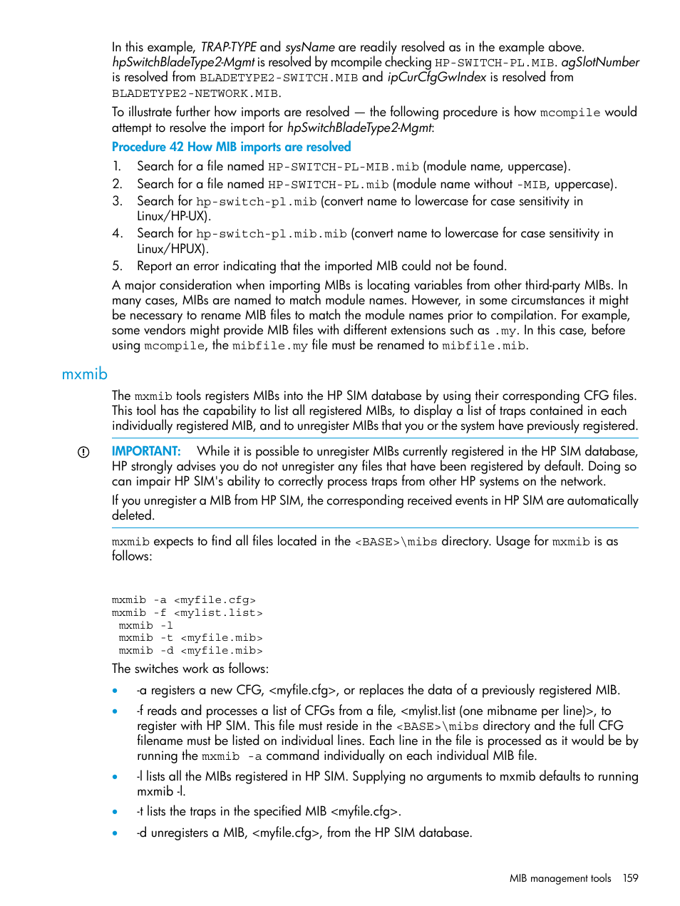Mxmib | HP Systems Insight Manager User Manual | Page 159 / 259
