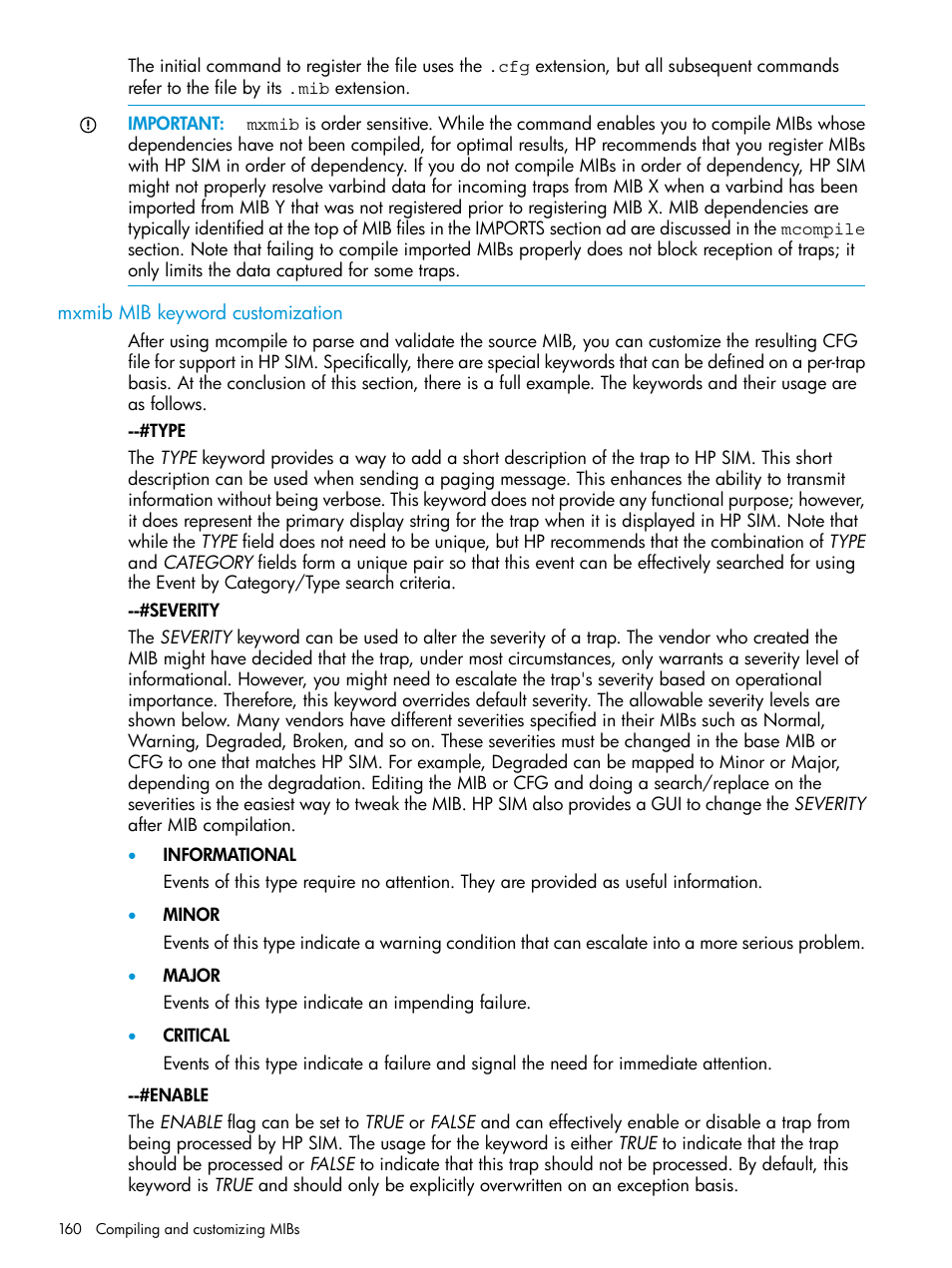 Mxmib mib keyword customization | HP Systems Insight Manager User Manual | Page 160 / 259