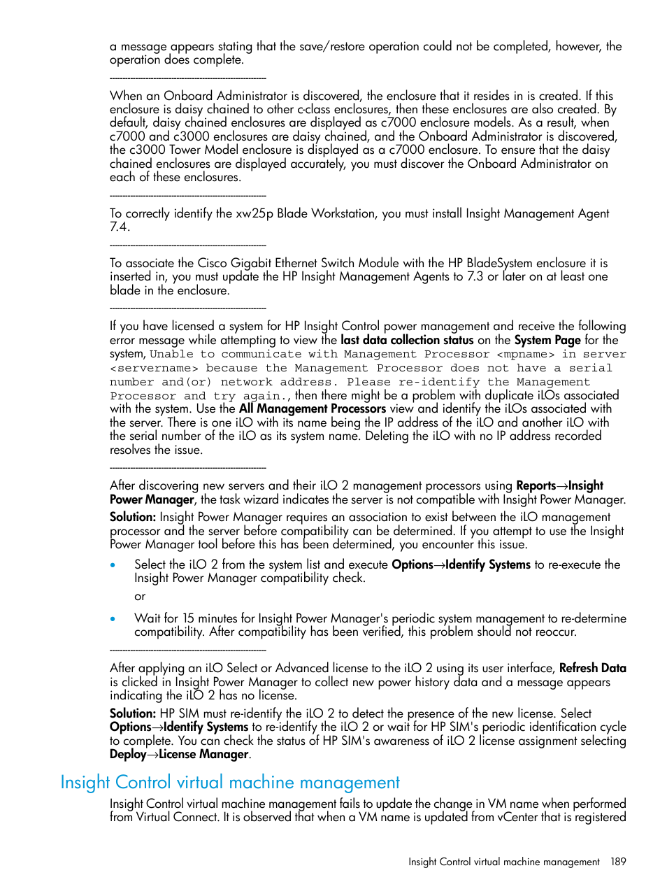 Insight control virtual machine management | HP Systems Insight Manager User Manual | Page 189 / 259