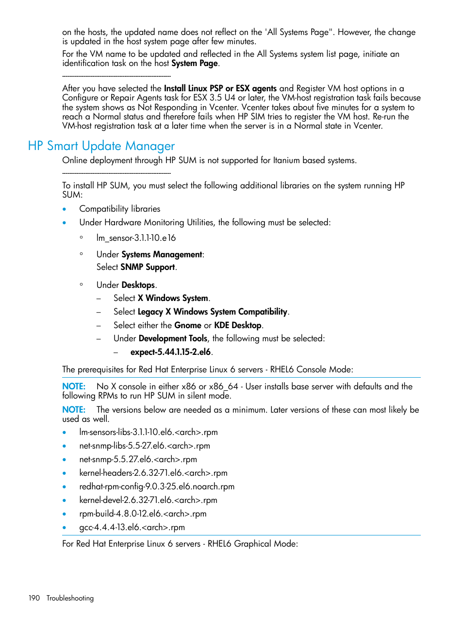 Hp smart update manager | HP Systems Insight Manager User Manual | Page 190 / 259