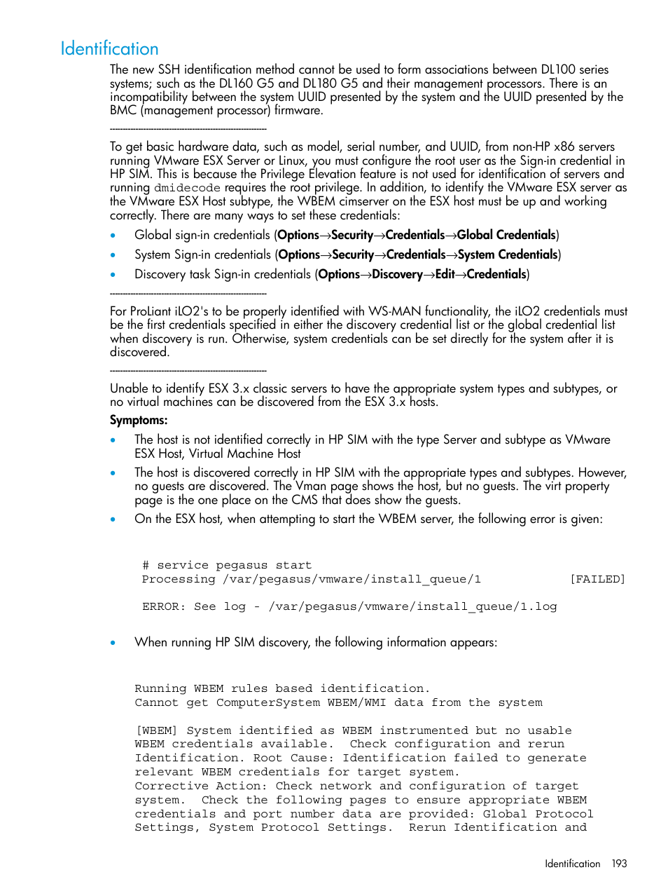 Identification | HP Systems Insight Manager User Manual | Page 193 / 259