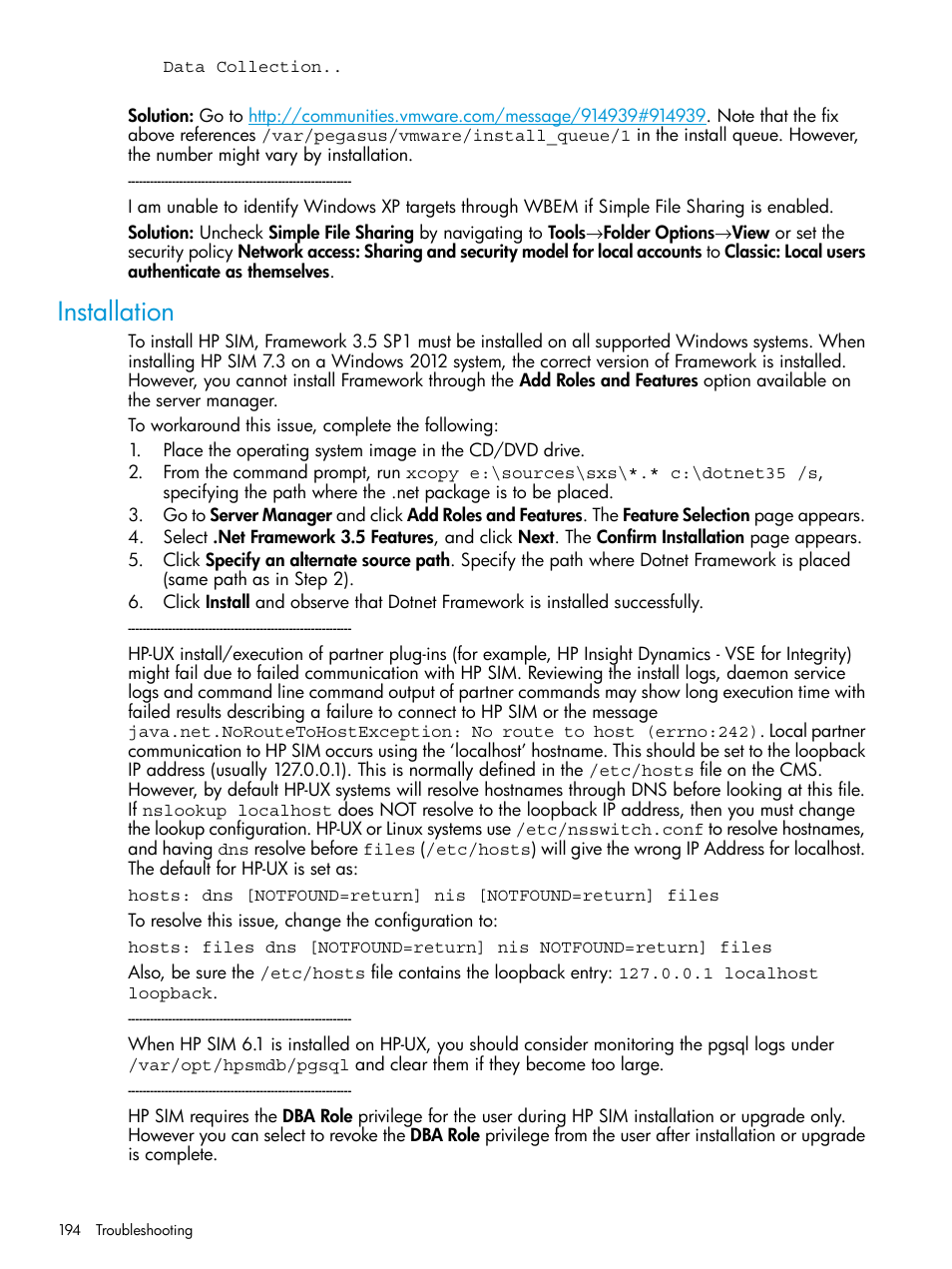 Installation | HP Systems Insight Manager User Manual | Page 194 / 259