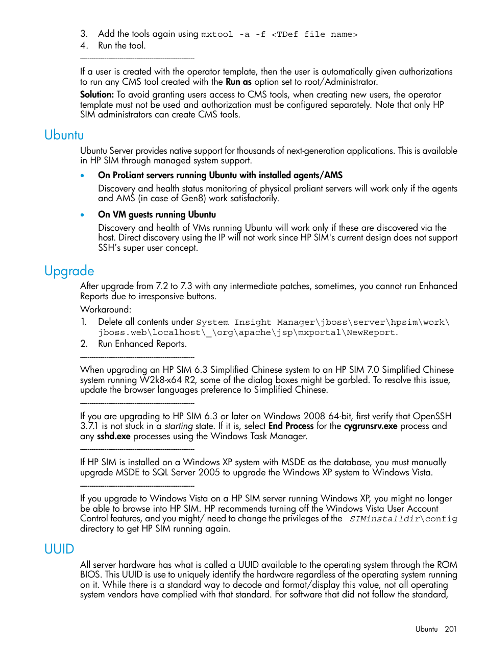 Ubuntu, Upgrade, Uuid | Ubuntu upgrade uuid | HP Systems Insight Manager User Manual | Page 201 / 259