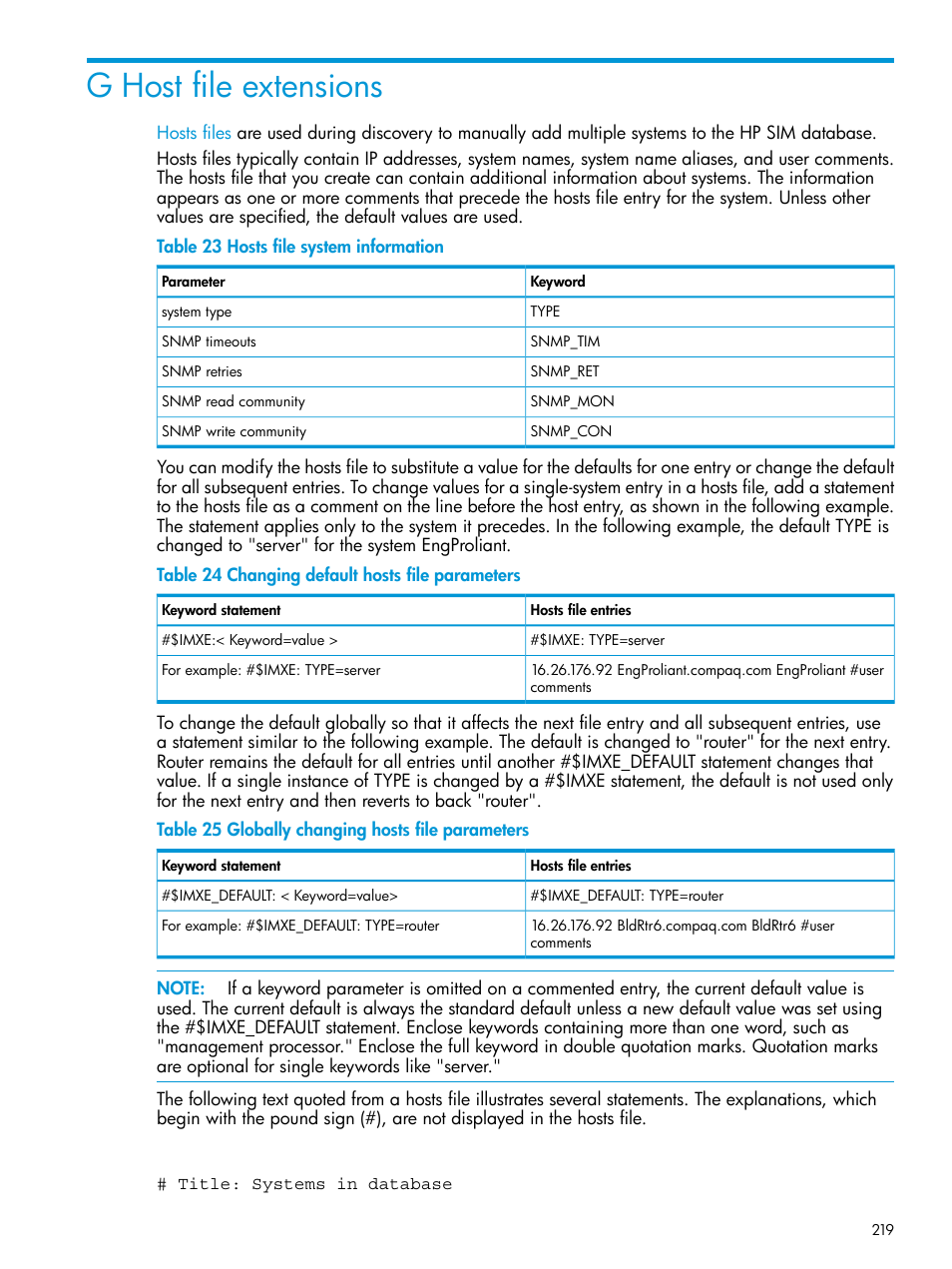 G host file extensions | HP Systems Insight Manager User Manual | Page 219 / 259