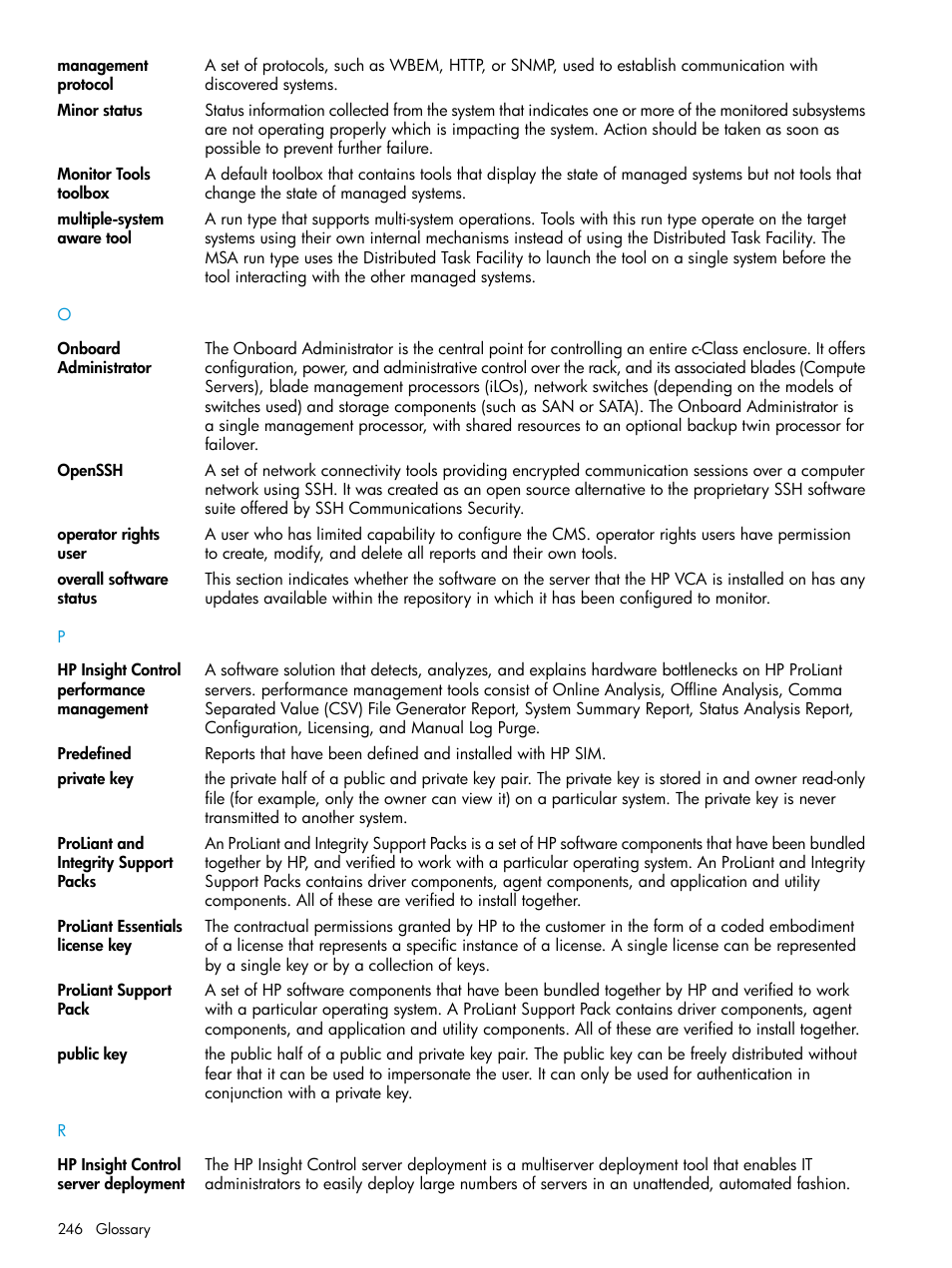 Operator rights, Public key, Private key | HP Systems Insight Manager User Manual | Page 246 / 259