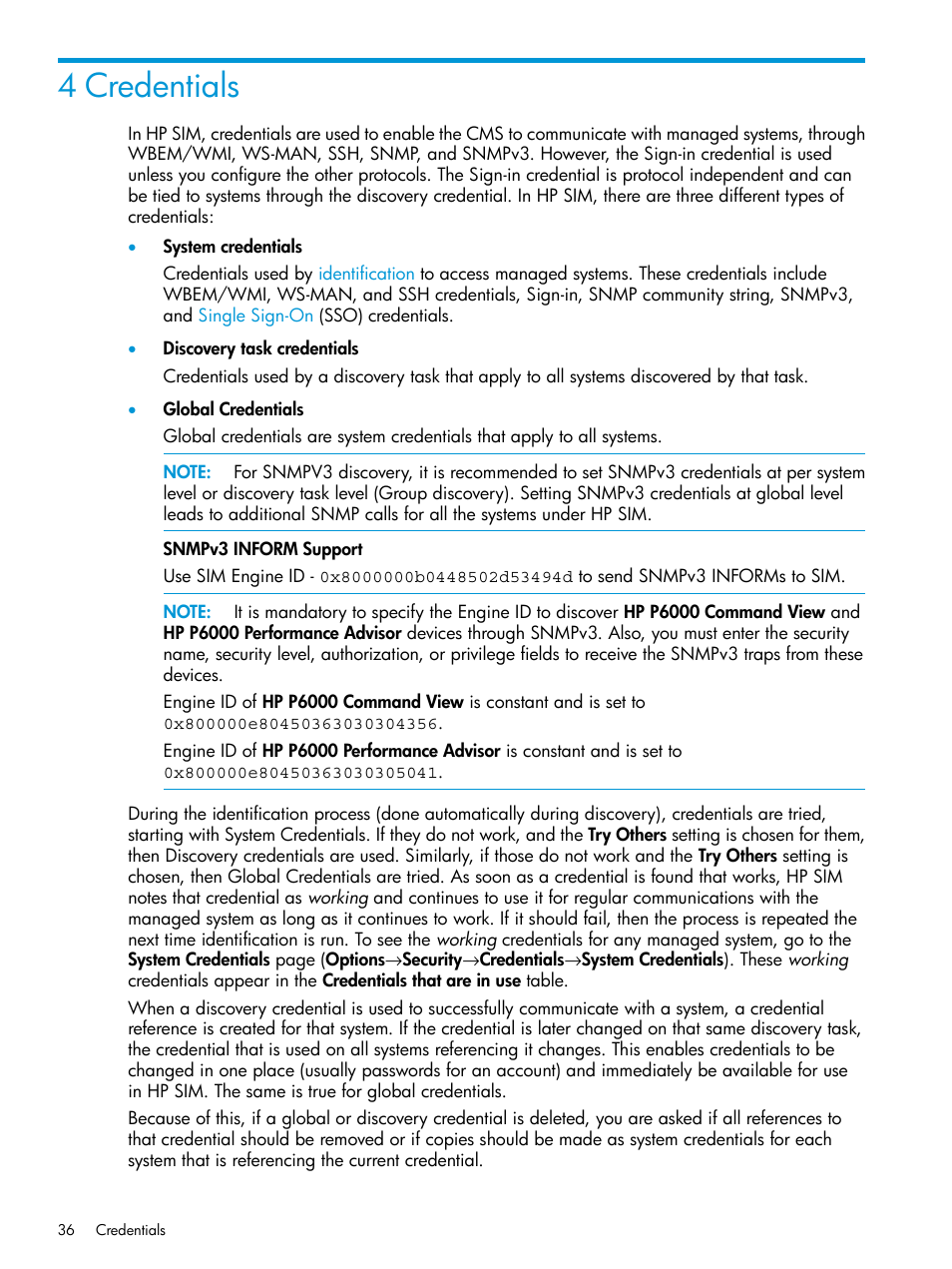 4 credentials | HP Systems Insight Manager User Manual | Page 36 / 259