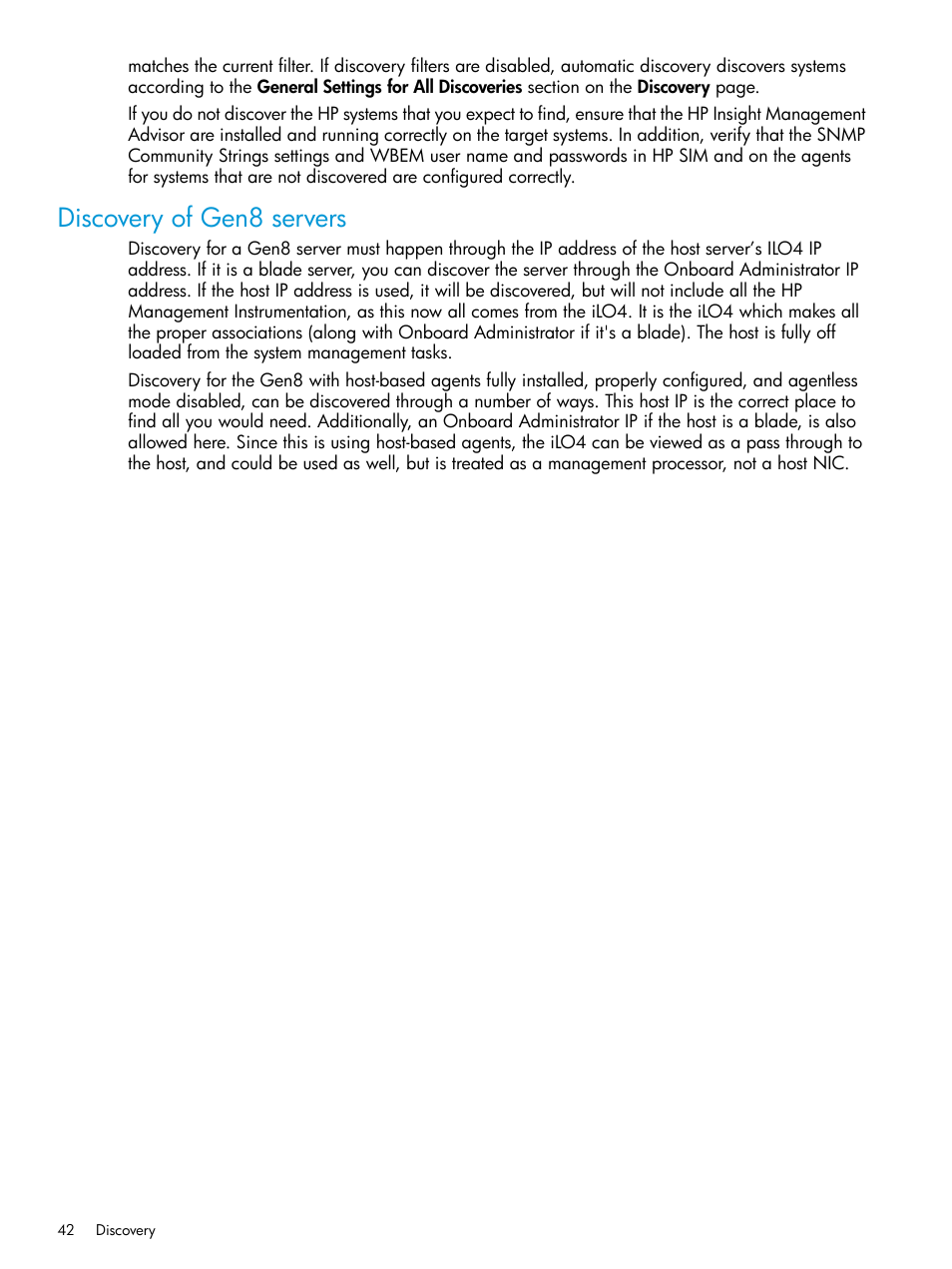 Discovery of gen8 servers | HP Systems Insight Manager User Manual | Page 42 / 259