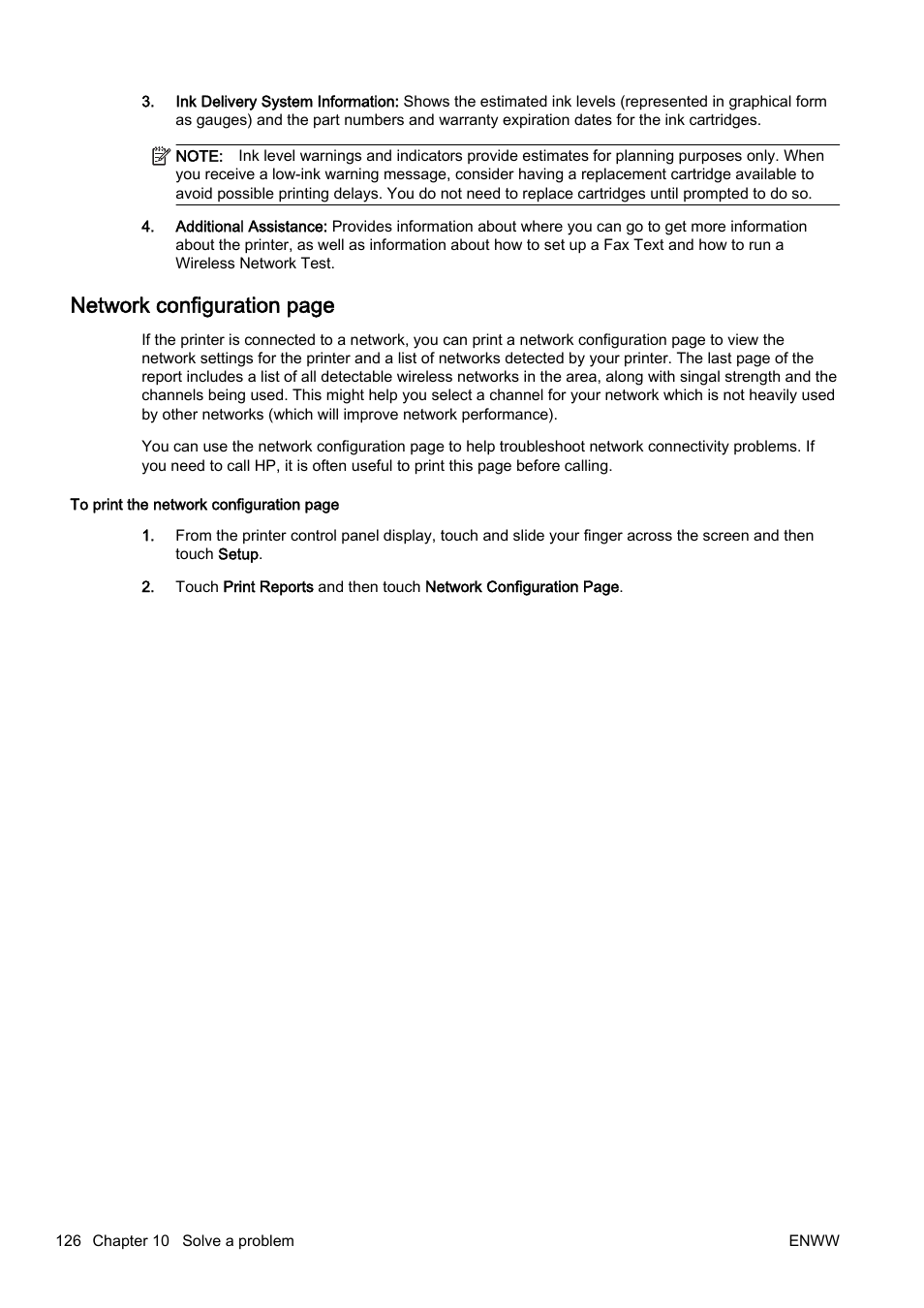 Network, Network configuration page | HP Officejet Pro 8610 e-All-in-One Printer User Manual | Page 142 / 268