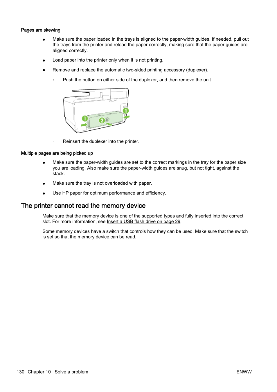 The printer cannot read the memory device | HP Officejet Pro 8610 e-All-in-One Printer User Manual | Page 146 / 268