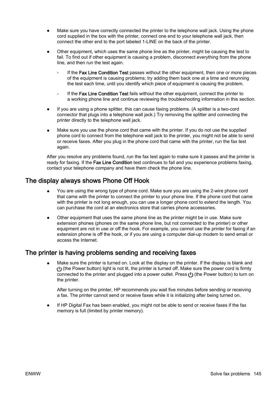The display always shows phone off hook | HP Officejet Pro 8610 e-All-in-One Printer User Manual | Page 161 / 268