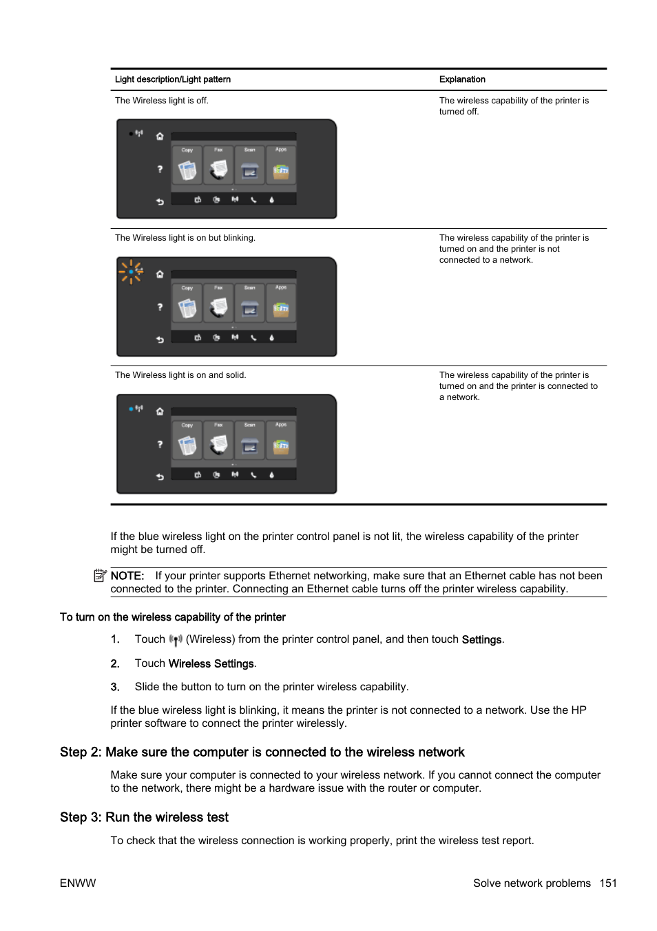 Step 3: run the wireless test | HP Officejet Pro 8610 e-All-in-One Printer User Manual | Page 167 / 268