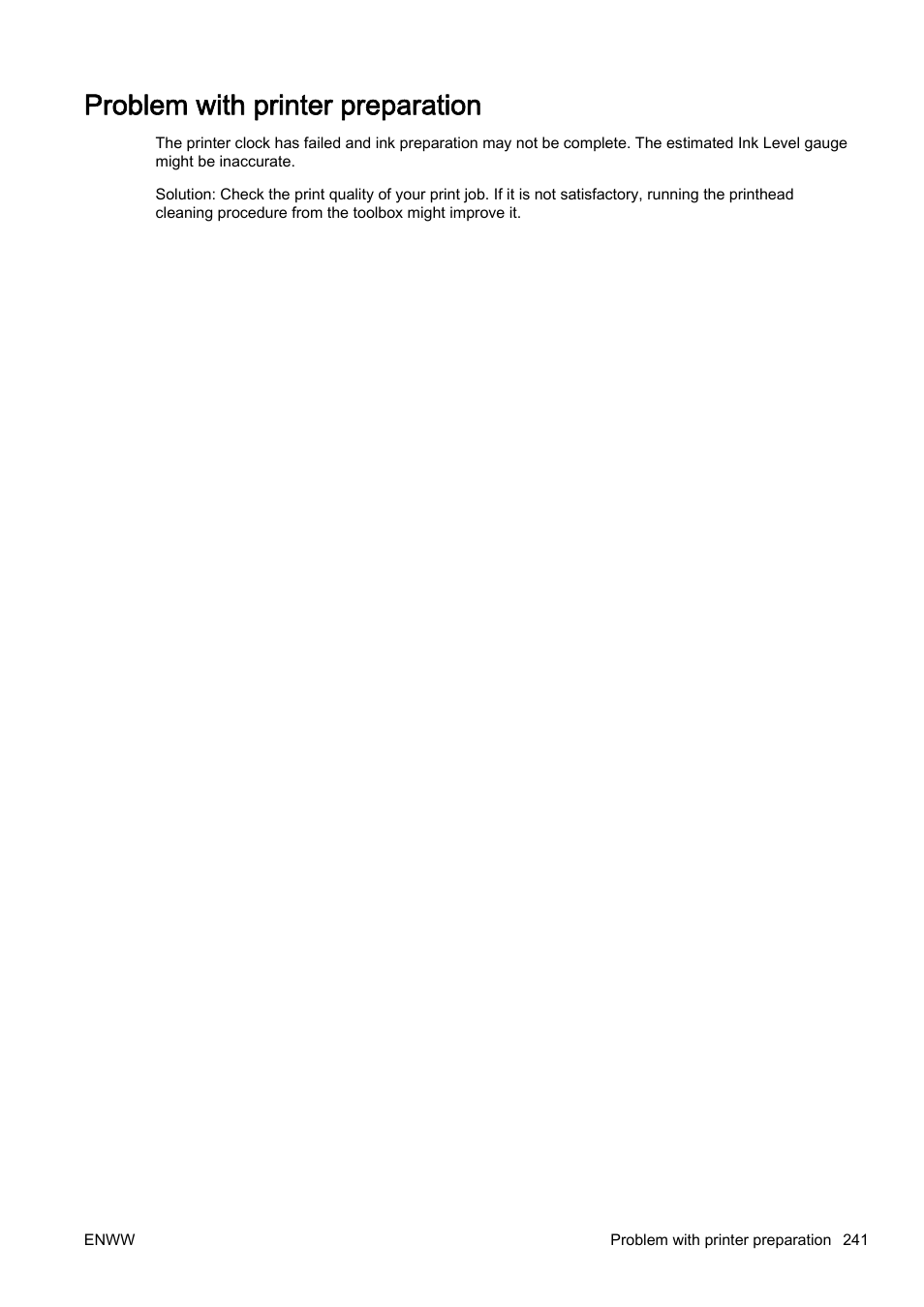 Problem with printer preparation | HP Officejet Pro 8610 e-All-in-One Printer User Manual | Page 257 / 268