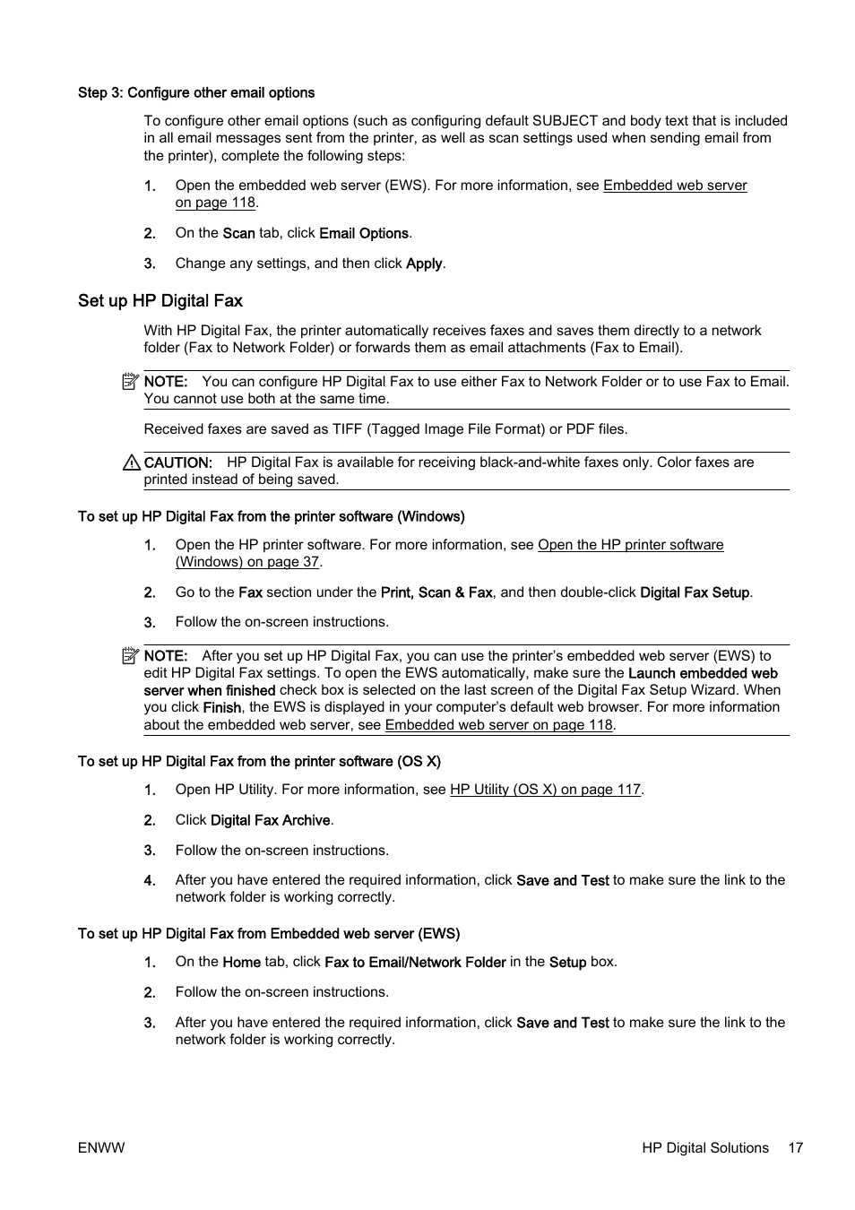 Step 3: configure other email options, Set up hp digital fax | HP Officejet Pro 8610 e-All-in-One Printer User Manual | Page 33 / 268