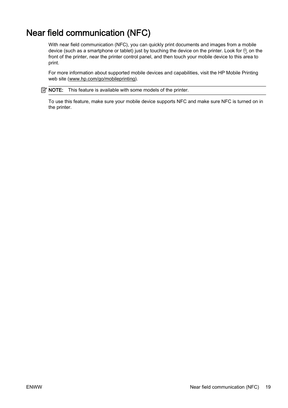 Near field communication (nfc) | HP Officejet Pro 8610 e-All-in-One Printer User Manual | Page 35 / 268