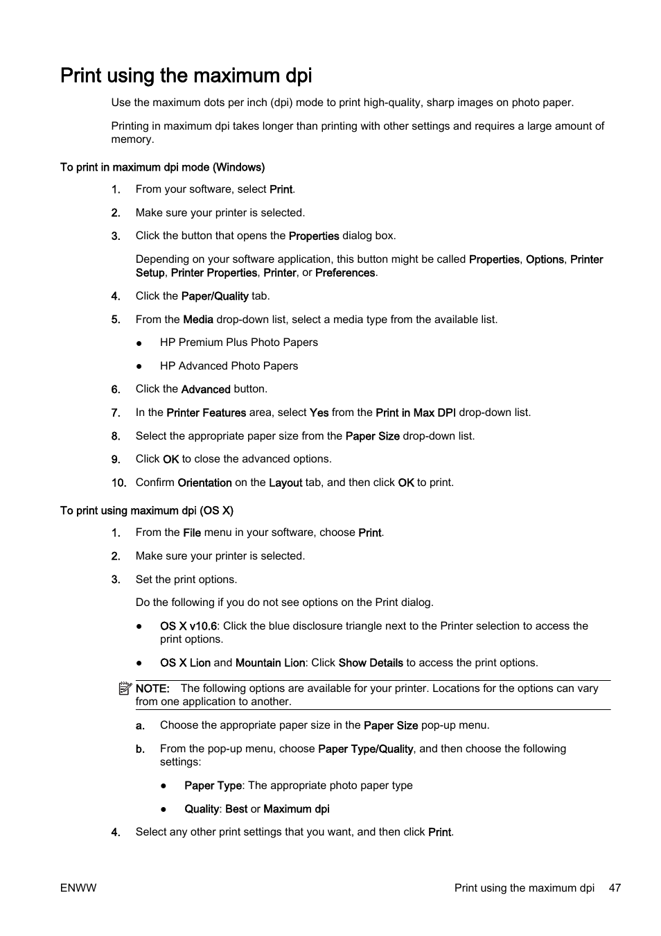 Print using the maximum dpi | HP Officejet Pro 8610 e-All-in-One Printer User Manual | Page 63 / 268