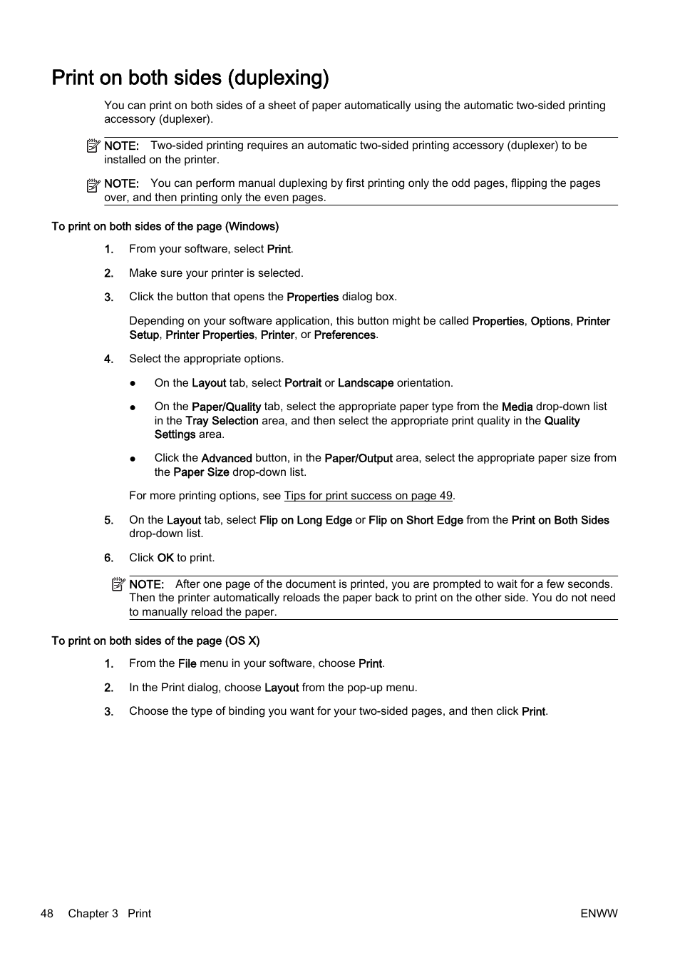 Print on both sides (duplexing) | HP Officejet Pro 8610 e-All-in-One Printer User Manual | Page 64 / 268