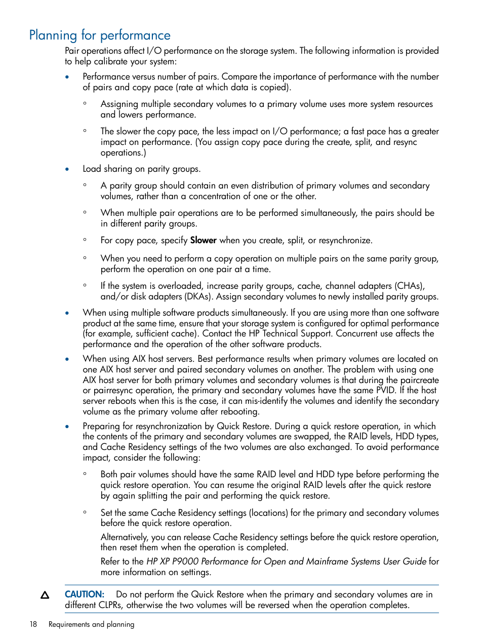 Planning for performance | HP XP P9500 Storage User Manual | Page 18 / 132