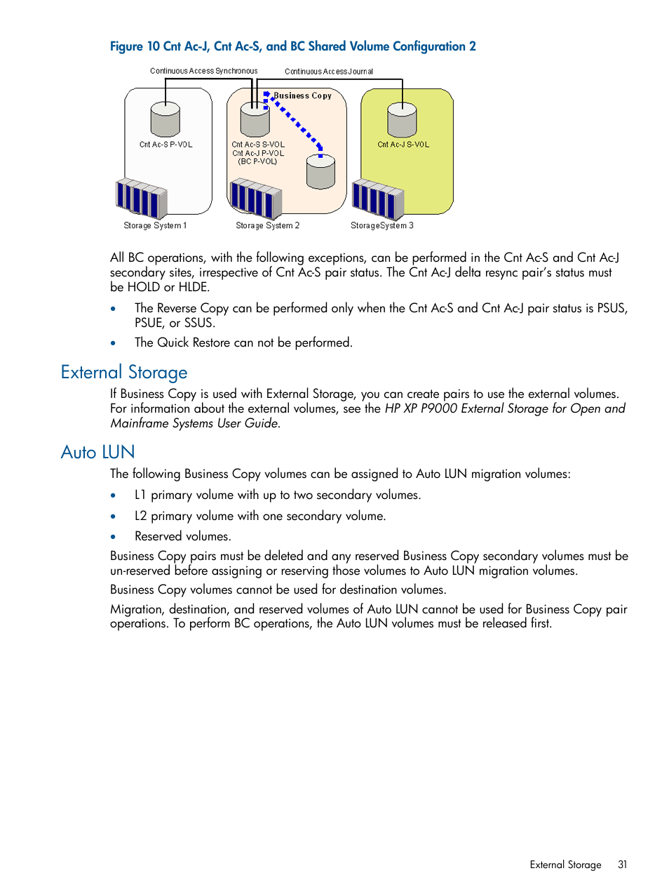 External storage, Auto lun, External storage auto lun | HP XP P9500 Storage User Manual | Page 31 / 132
