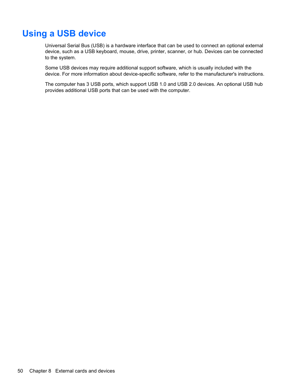 Using a usb device | HP ProBook 4230s Notebook PC User Manual | Page 60 / 91