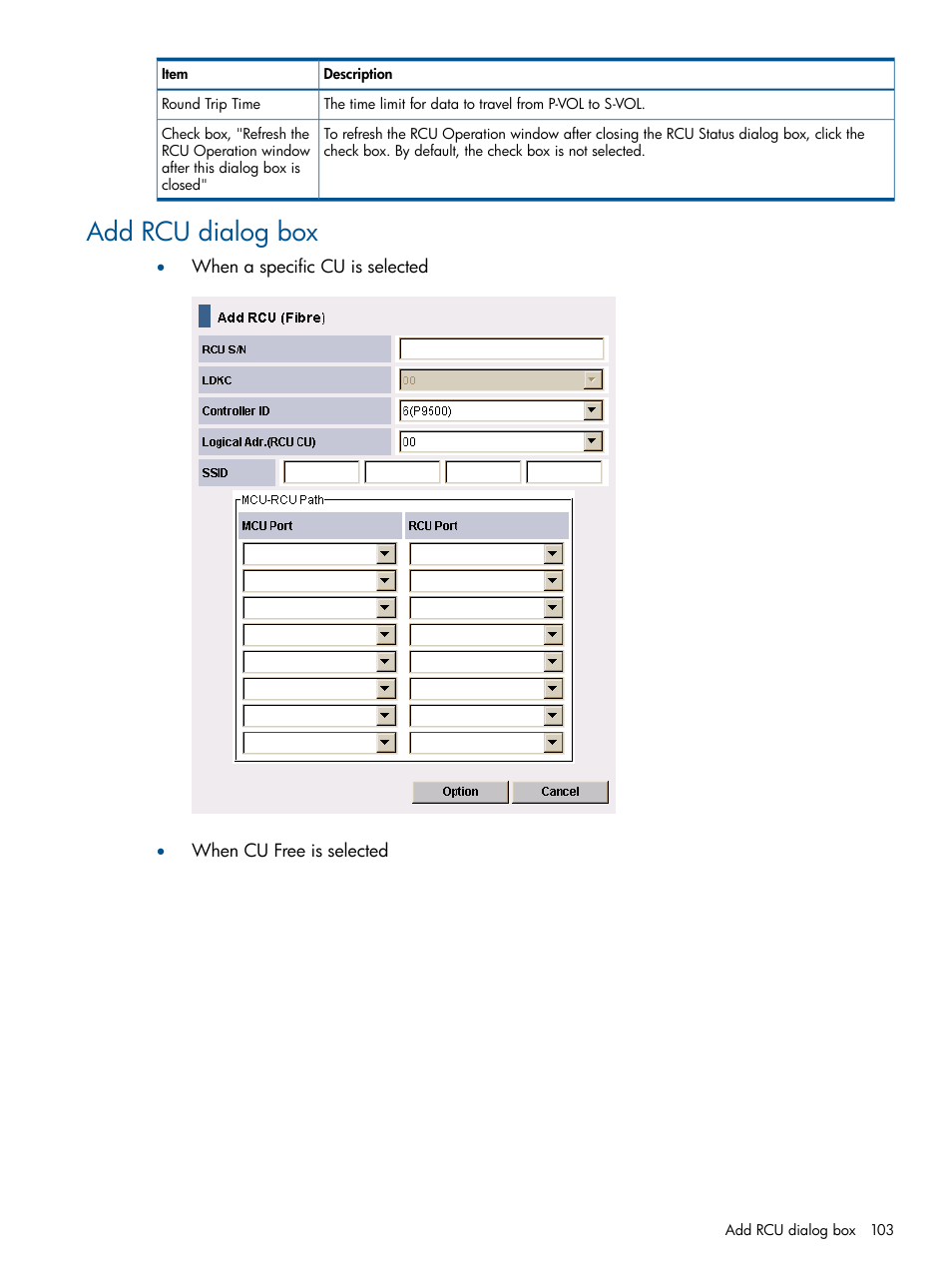 Add rcu dialog box | HP XP P9500 Storage User Manual | Page 103 / 113