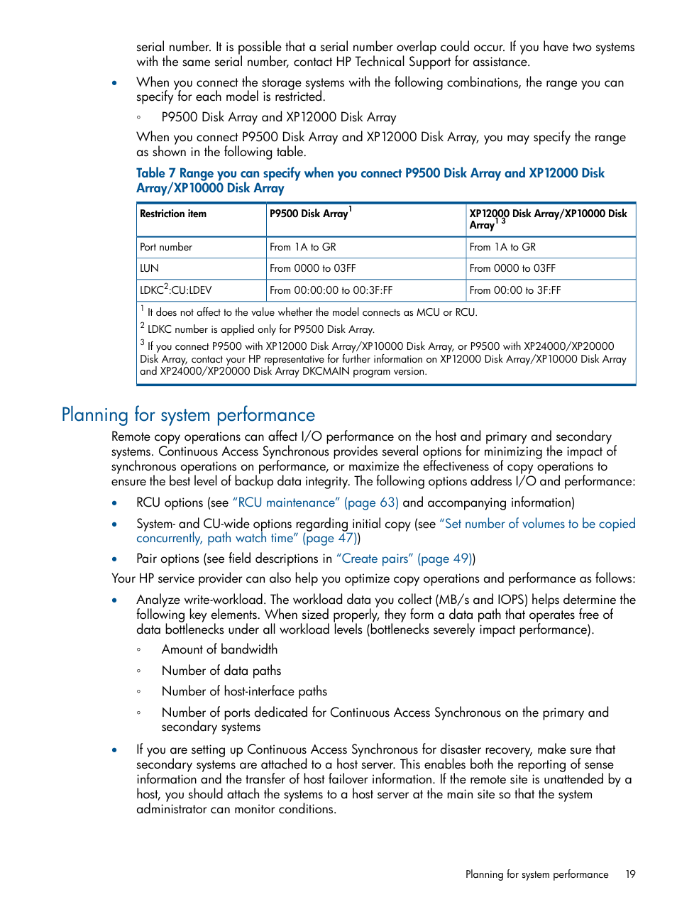 Planning for system performance | HP XP P9500 Storage User Manual | Page 19 / 113