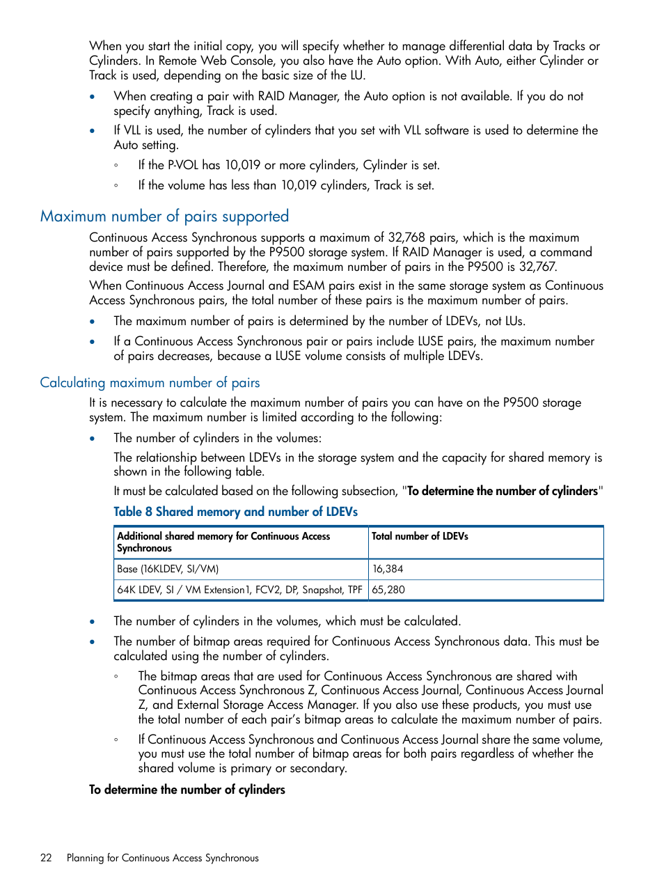 Maximum number of pairs supported, Calculating maximum number of pairs | HP XP P9500 Storage User Manual | Page 22 / 113