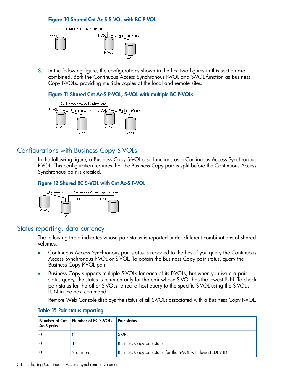 Configurations with business copy s-vols, Status reporting, data currency | HP XP P9500 Storage User Manual | Page 34 / 113
