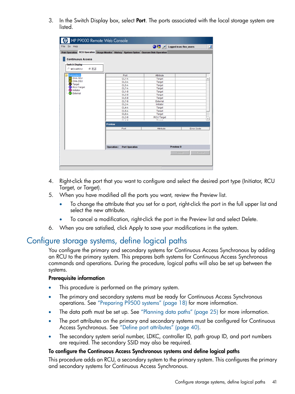 Configure storage systems, define logical paths, Configure storage systems, define | HP XP P9500 Storage User Manual | Page 41 / 113