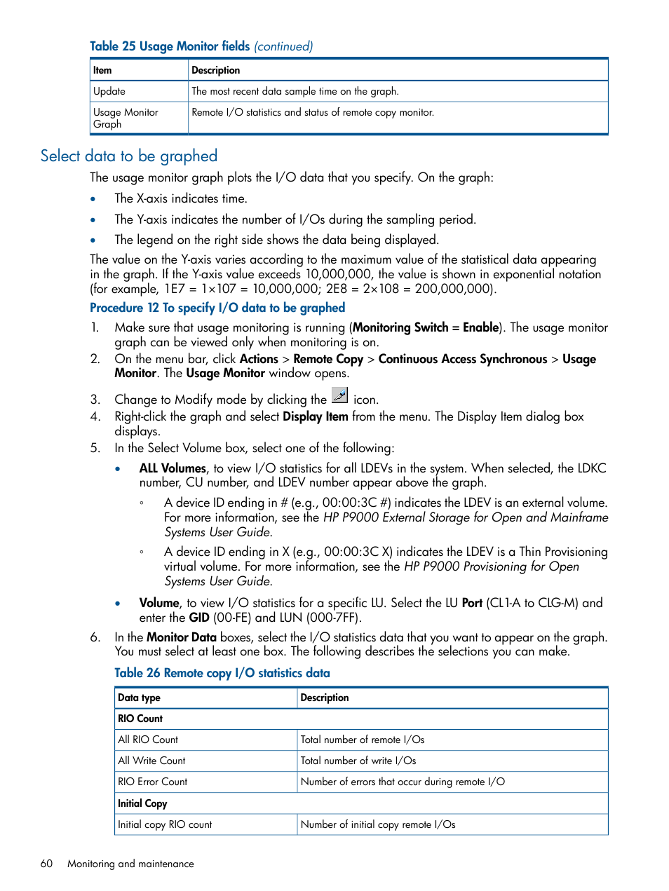 Select data to be graphed | HP XP P9500 Storage User Manual | Page 60 / 113