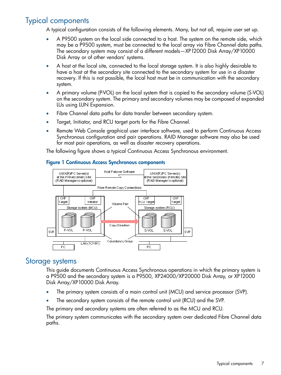 Typical components, Storage systems, Typical components storage systems | HP XP P9500 Storage User Manual | Page 7 / 113