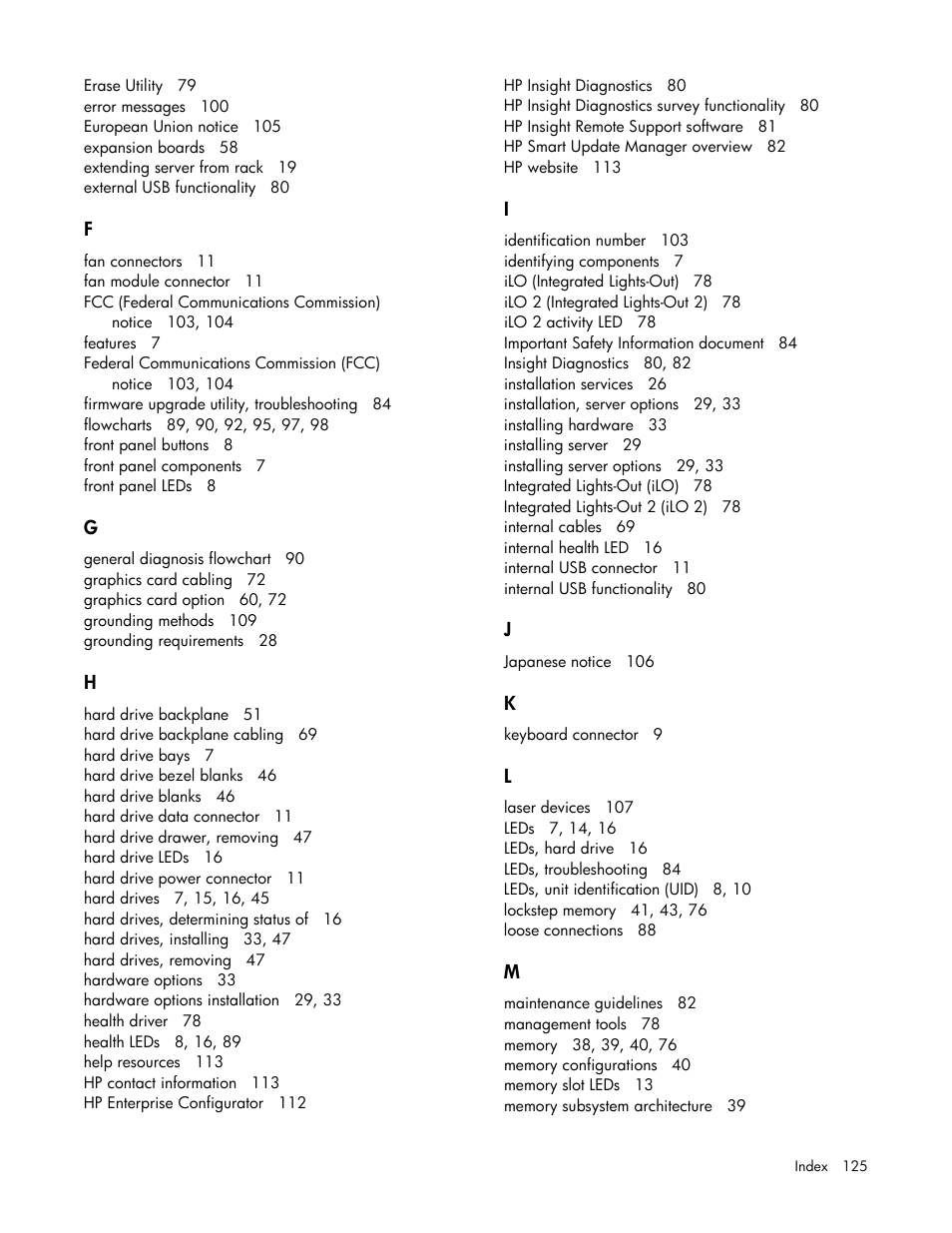 HP ProLiant DL360 G6 Server User Manual | Page 125 / 127