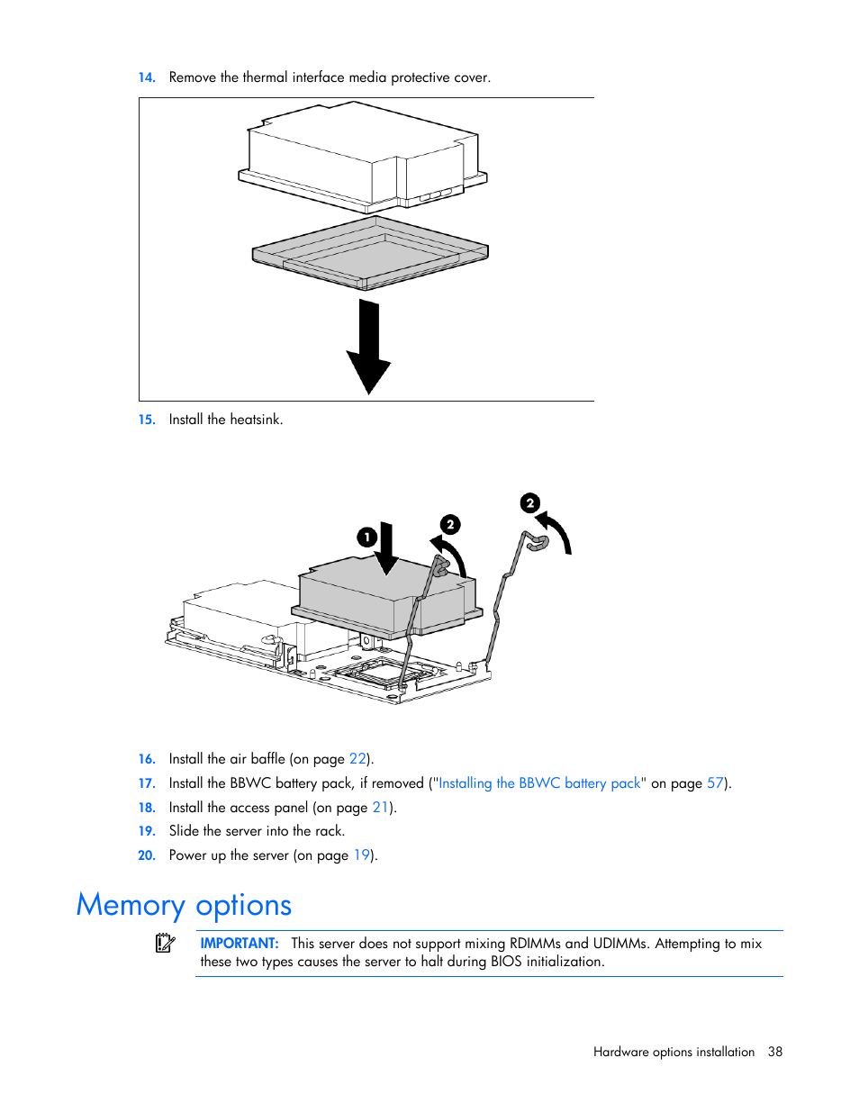 Memory options | HP ProLiant DL360 G6 Server User Manual | Page 38 / 127