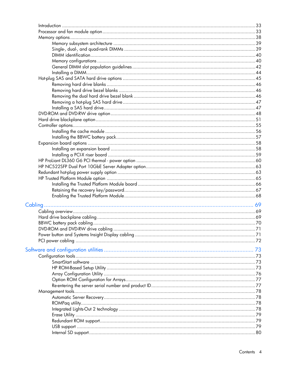 HP ProLiant DL360 G6 Server User Manual | Page 4 / 127