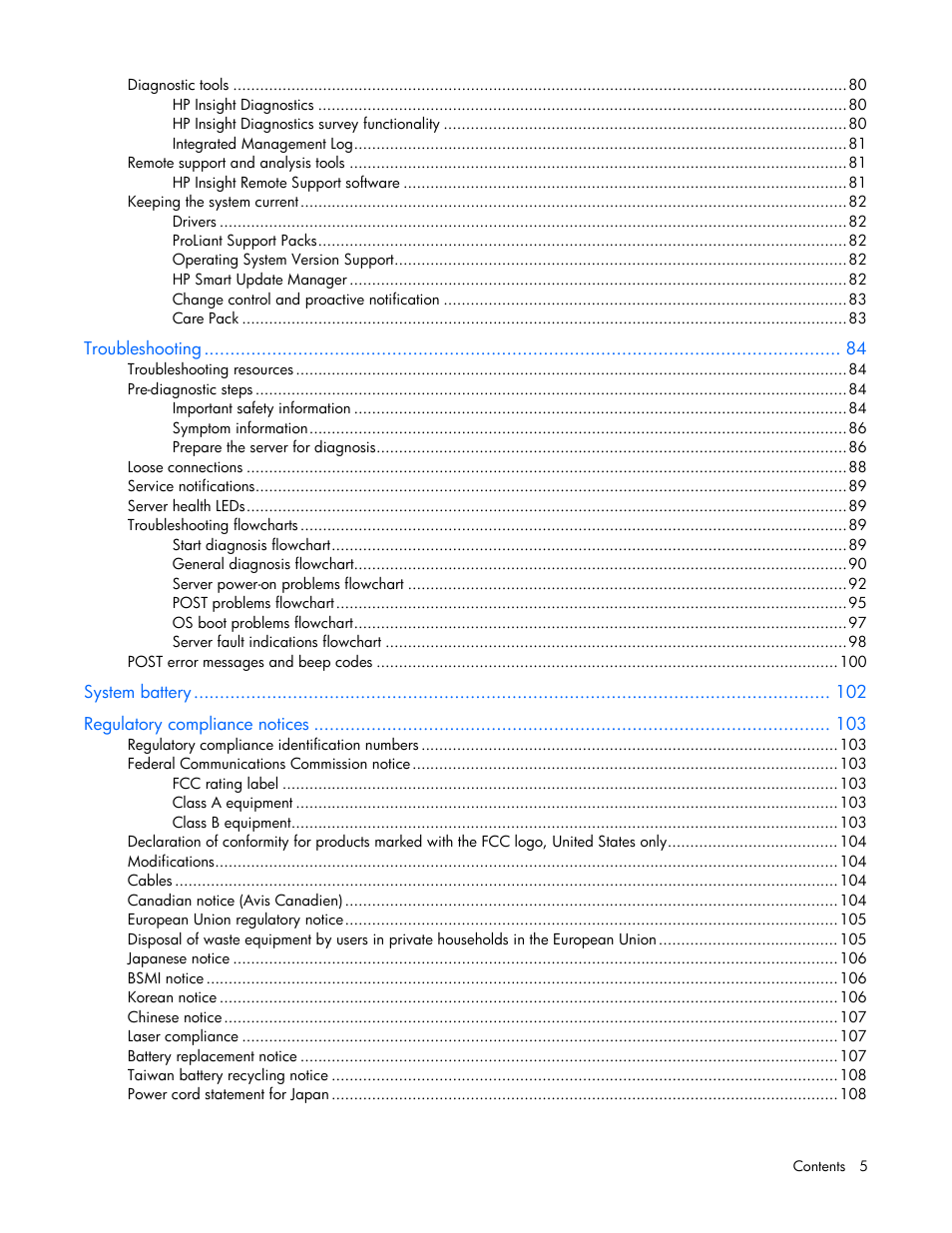 HP ProLiant DL360 G6 Server User Manual | Page 5 / 127