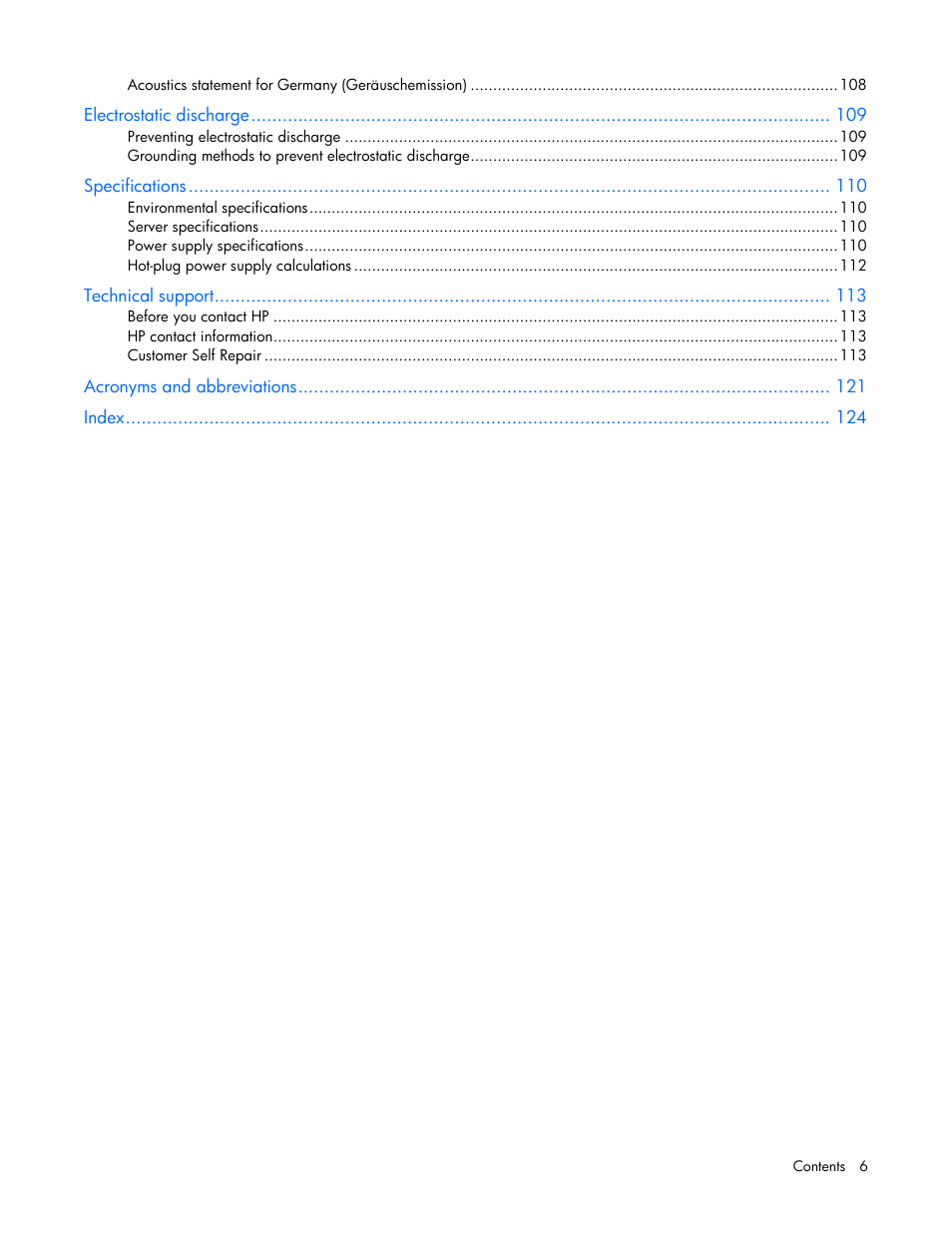 HP ProLiant DL360 G6 Server User Manual | Page 6 / 127