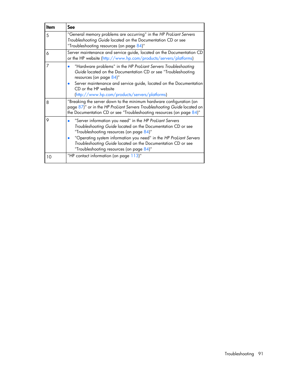 HP ProLiant DL360 G6 Server User Manual | Page 91 / 127