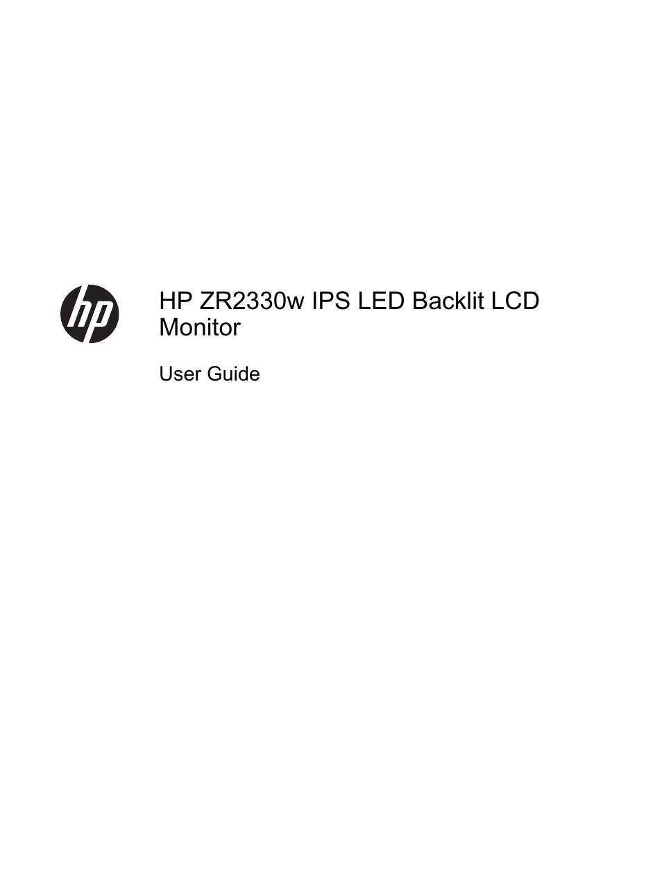 HP ZR2330w 23-inch IPS LED Backlit Monitor User Manual | 26 pages