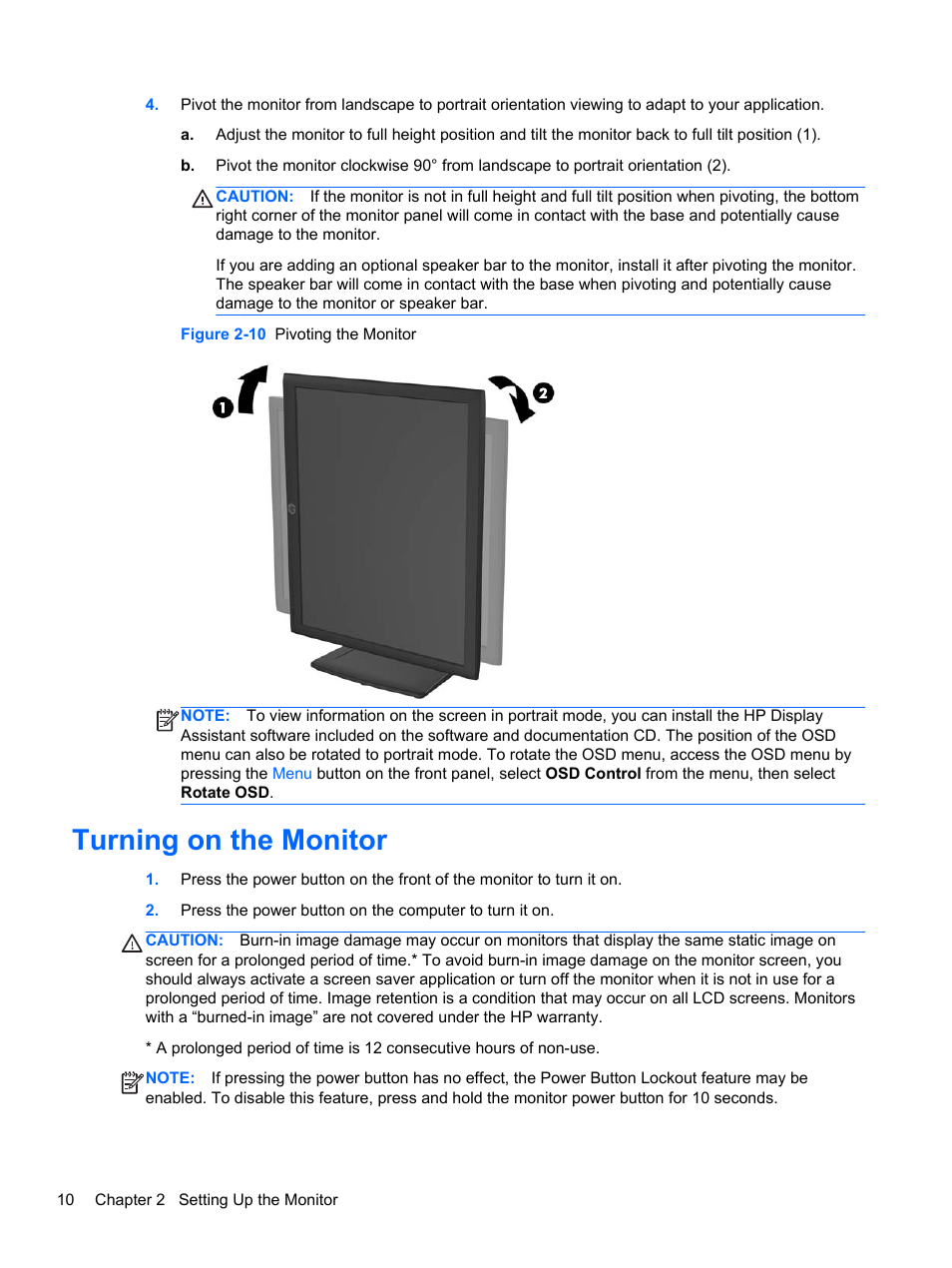 Turning on the monitor | HP ZR2330w 23-inch IPS LED Backlit Monitor User Manual | Page 16 / 26