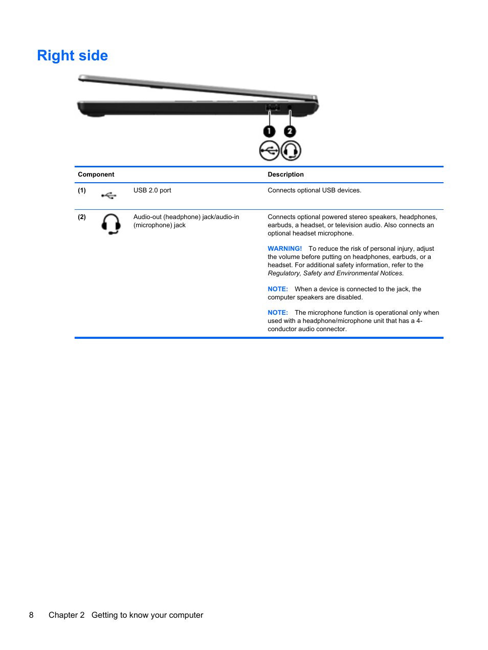 Right side | HP Folio 13-2000 Notebook-PC User Manual | Page 18 / 91