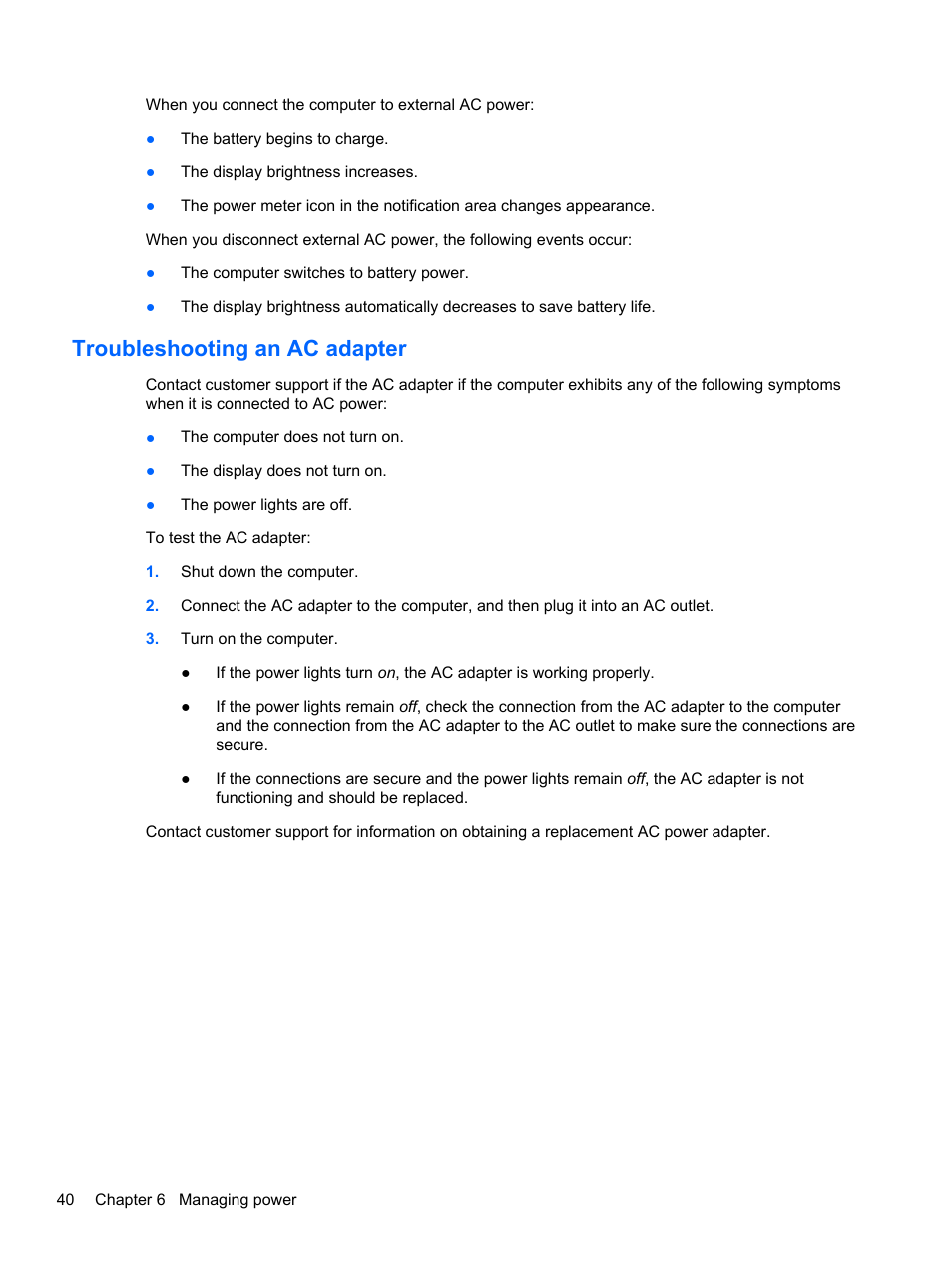 Troubleshooting an ac adapter | HP Folio 13-2000 Notebook-PC User Manual | Page 50 / 91