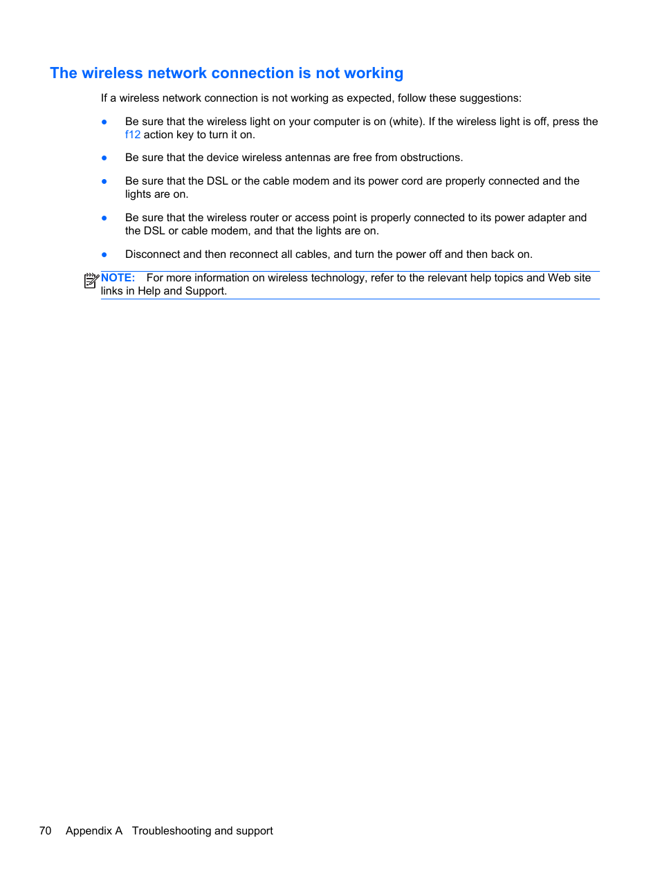 The wireless network connection is not working | HP Folio 13-2000 Notebook-PC User Manual | Page 80 / 91