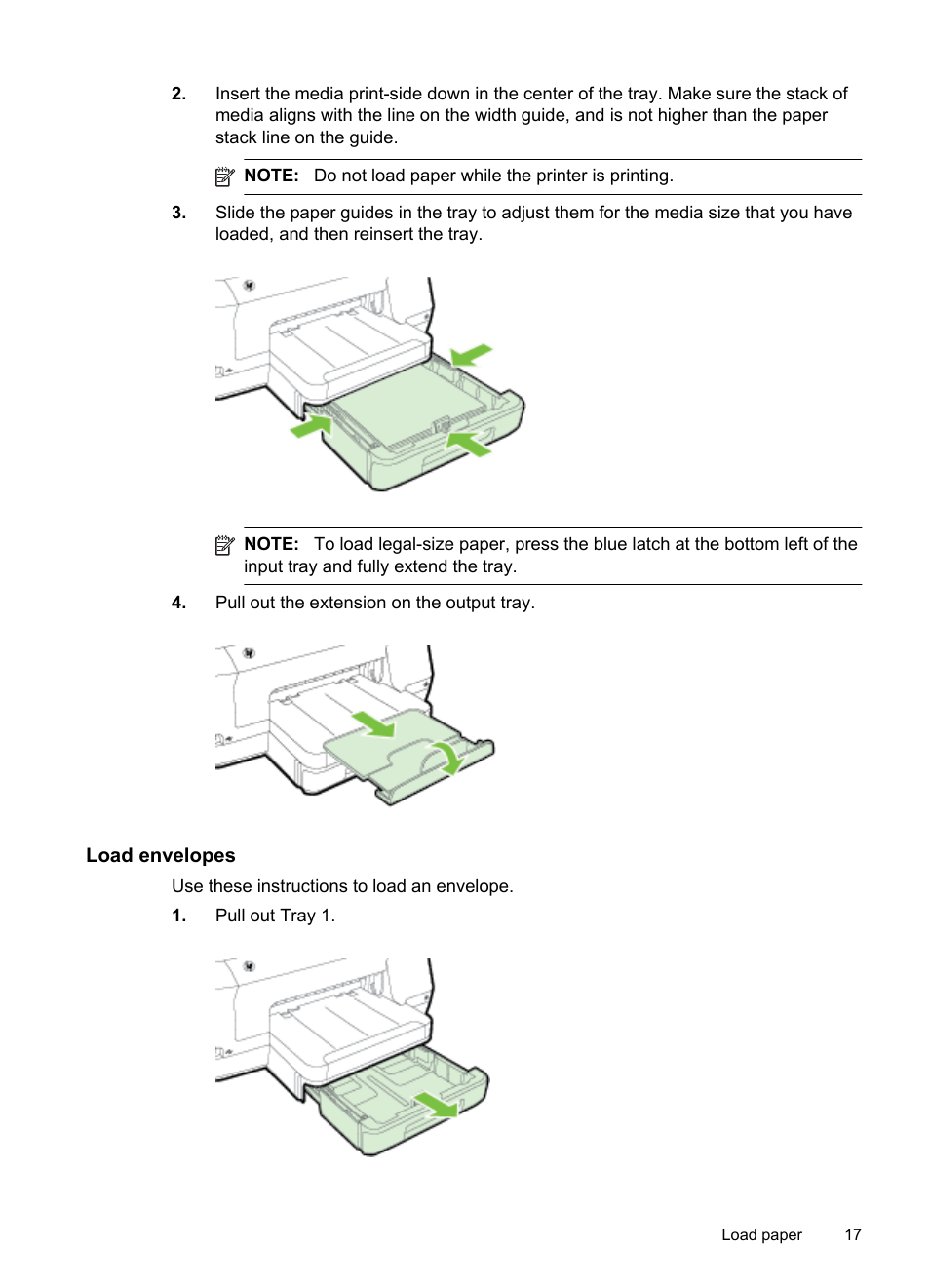 Load envelopes | HP Officejet Pro 251dw Printer series User Manual | Page 21 / 150