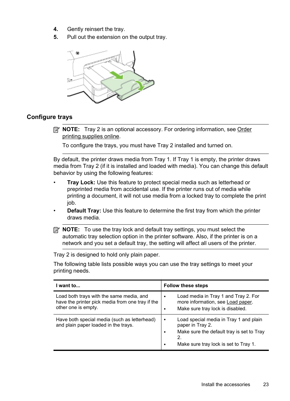 Configure trays | HP Officejet Pro 251dw Printer series User Manual | Page 27 / 150